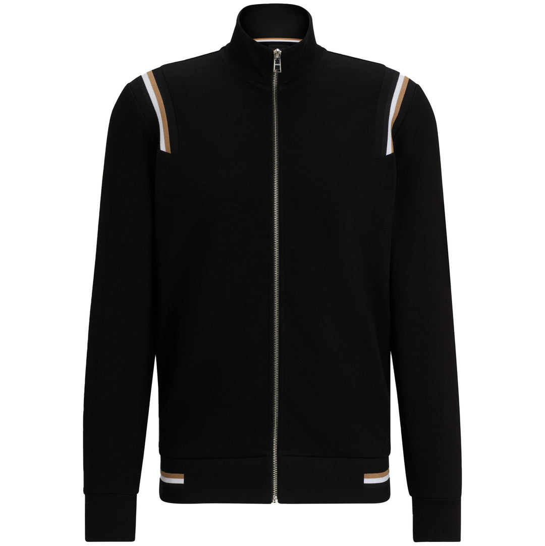Boss Cotton-Blend Zip-Up Sweatshirt - Black