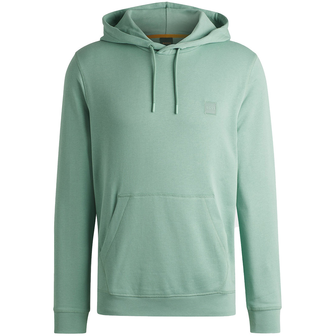 Boss Cotton-Terry Hoodie With Logo Patch - Green