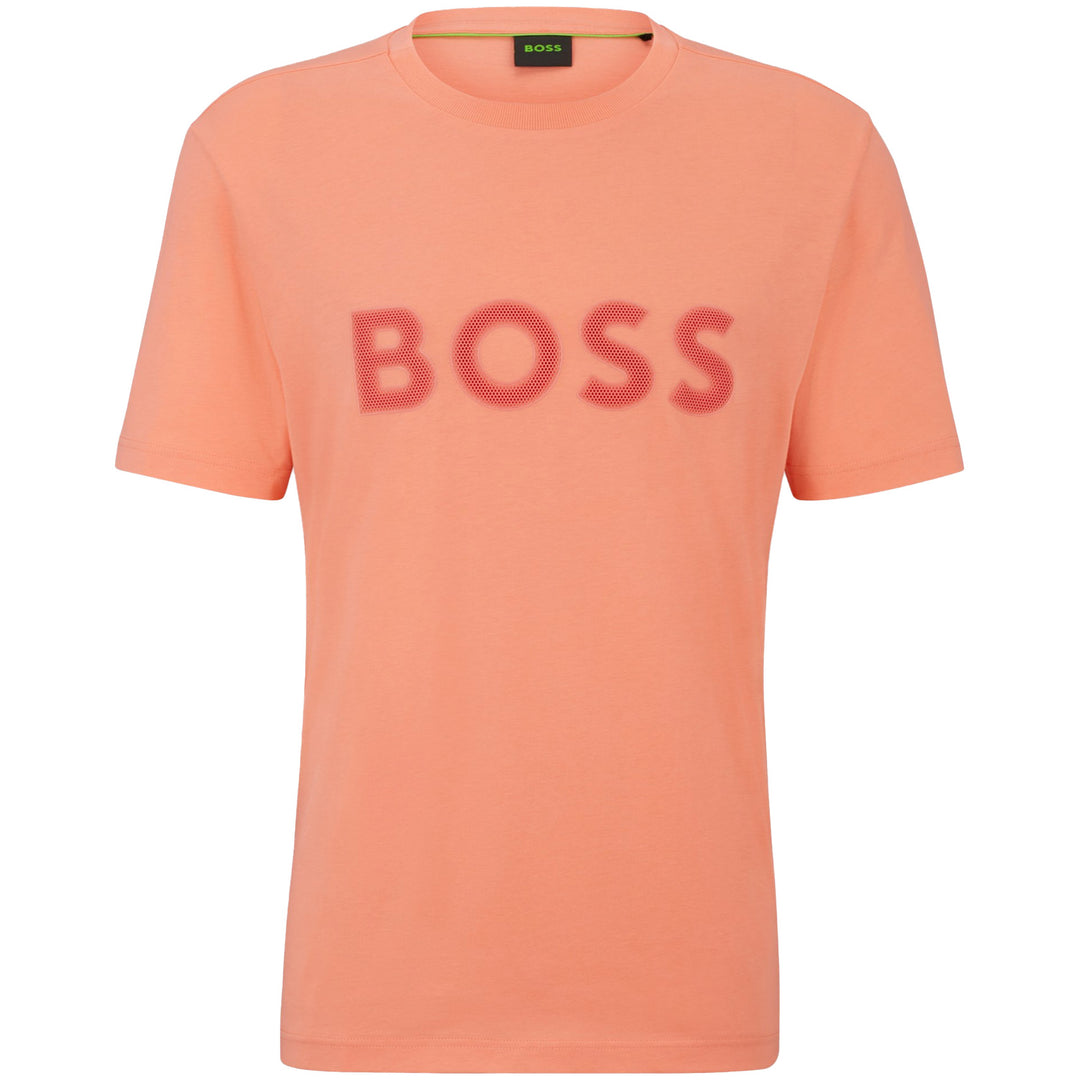 Boss Regular-Fit T-Shirt With Mesh Logo - Orange