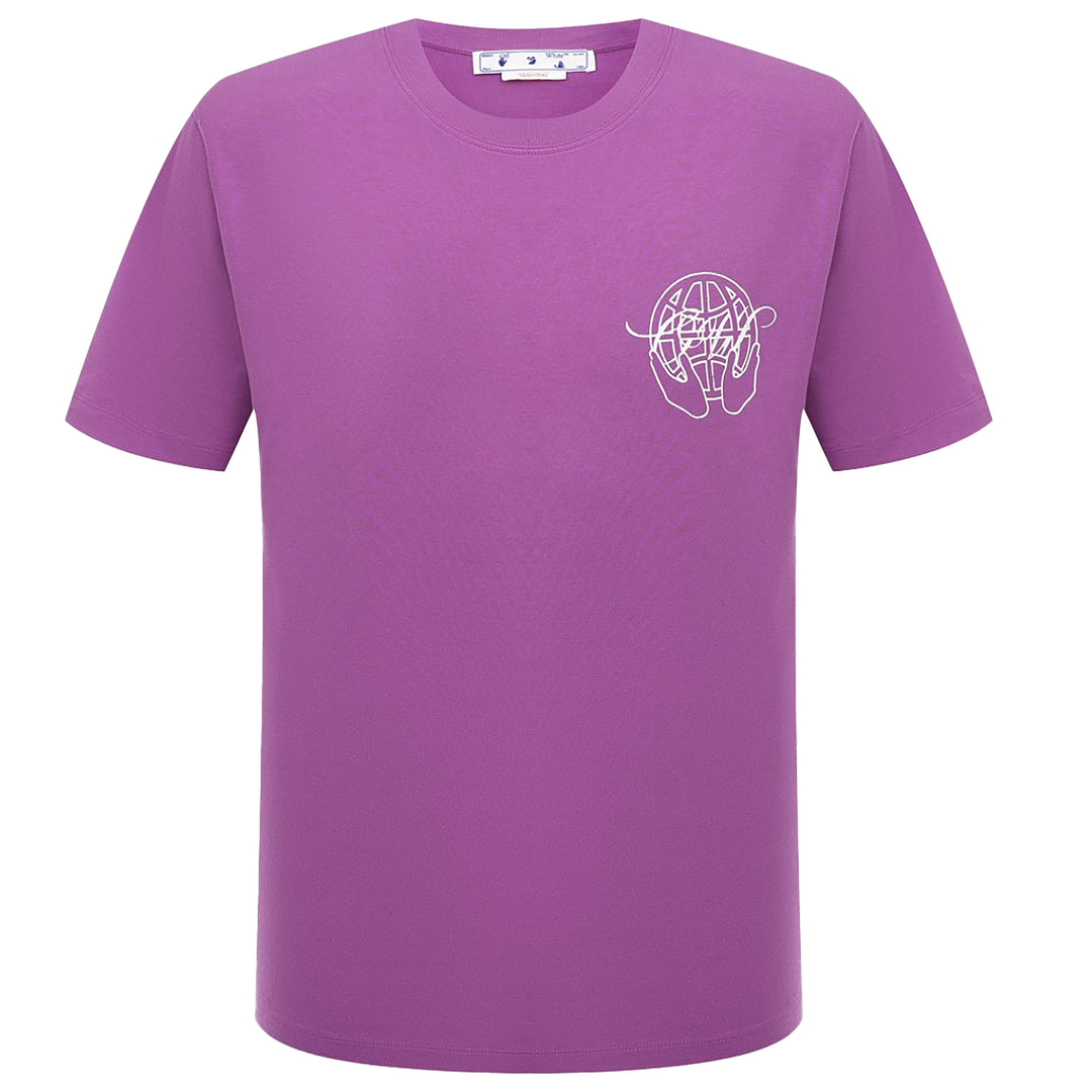 Off-White  Logo-Print Cotton-Jersey T-Shirt Purple
