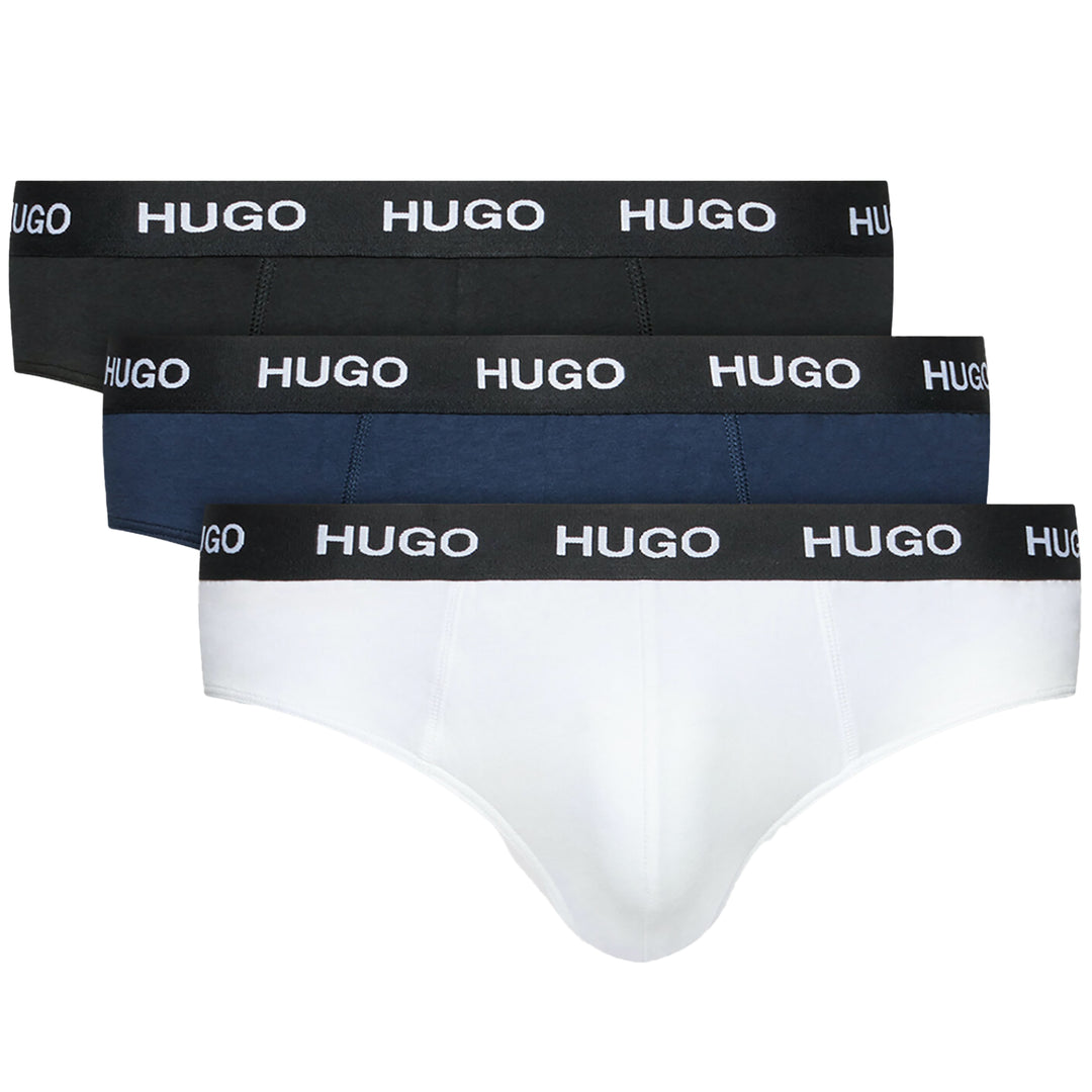 Hugo Boss Three-Pack Repeat Logo Briefs, Black/Navy/White