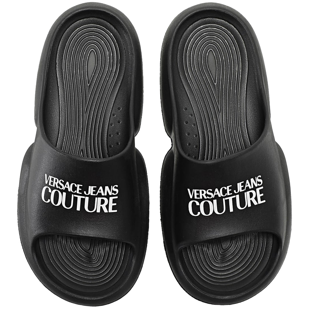 Versace Jeans Couture Front Logo Rubber Sliders Black
