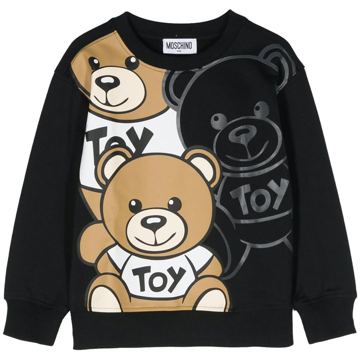 Moschino Kids Teddy bear-print cotton sweatshirt Black