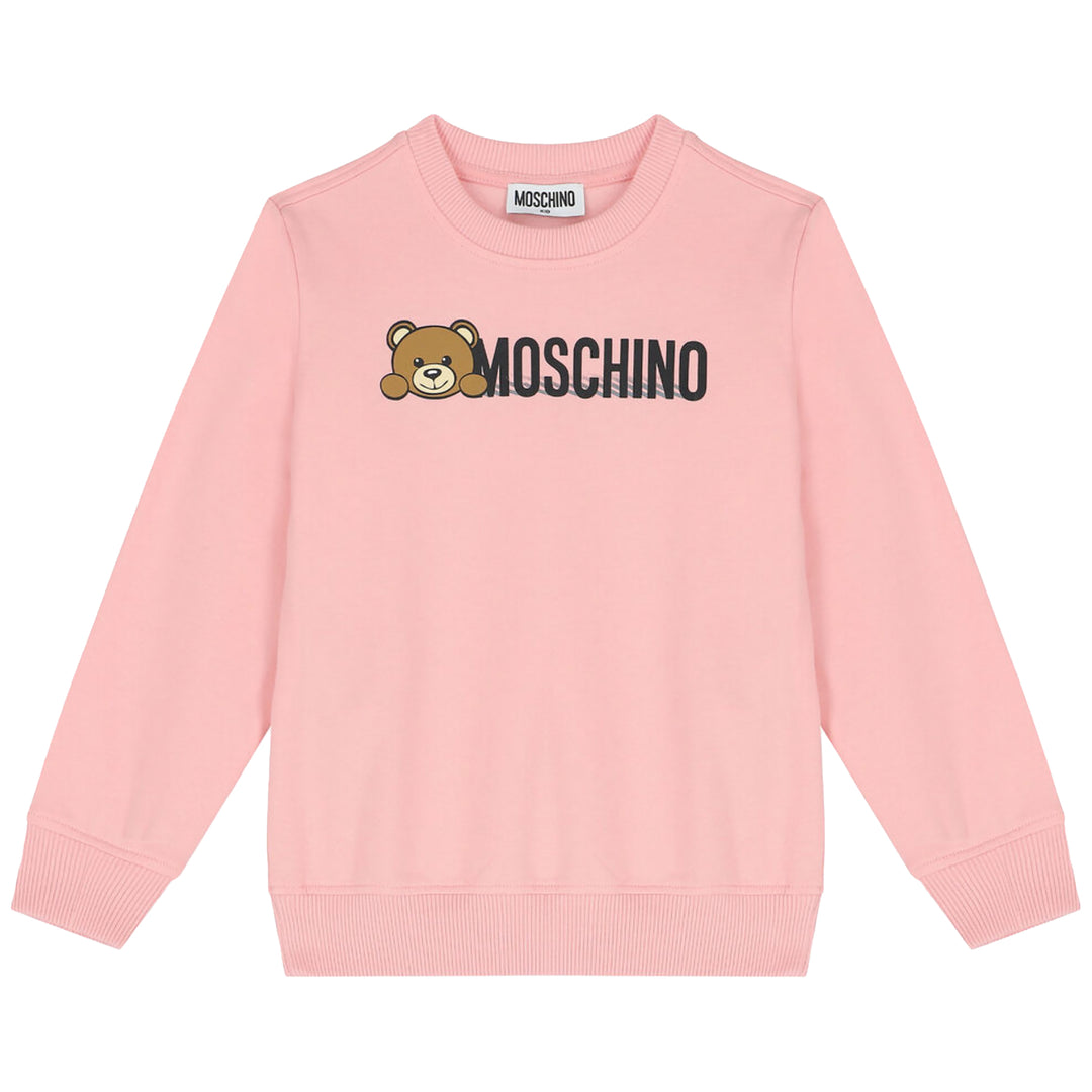 Moschino Kids Black Teddy Bear Logo Sweatshirt Pink