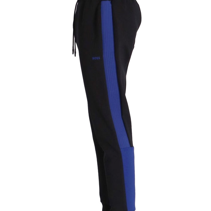 BOSS Cotton-Blend Tracksuit Bottoms With Side-Stripe Tape Black