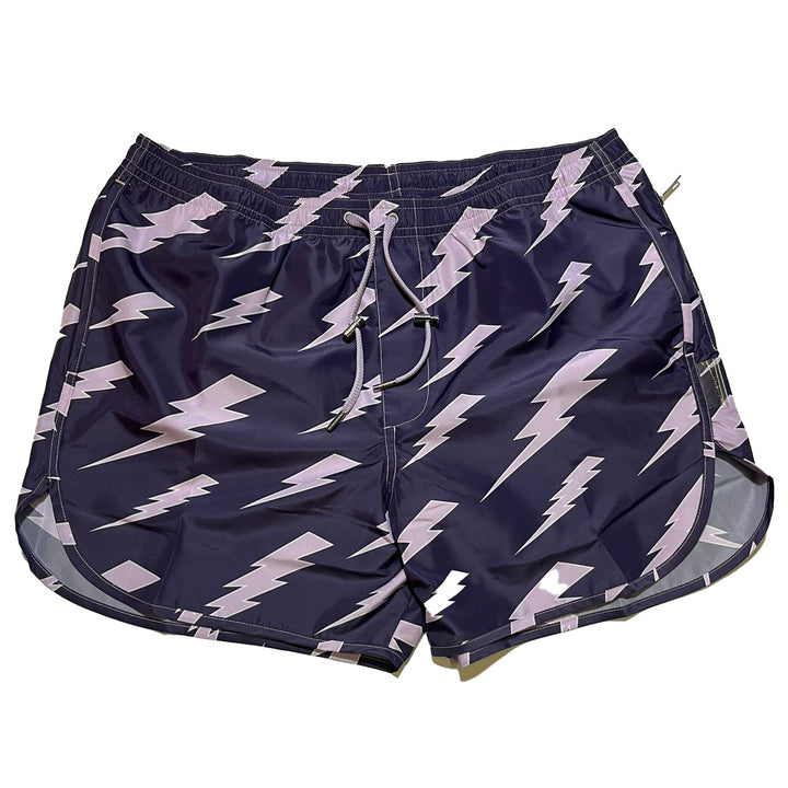 Neil Barrett Lightning Print Swim Shorts Purple