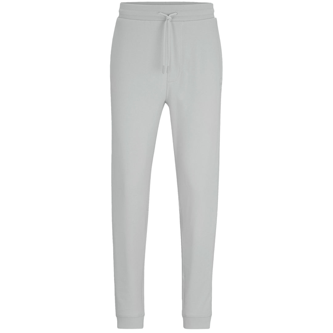 BOSS Cotton-Terry Tracksuit Bottoms With Logo Patch Light Grey