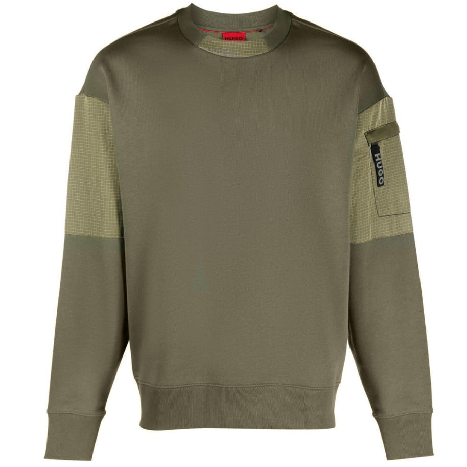 BOSS panelled HUGO sweatshirt khaki