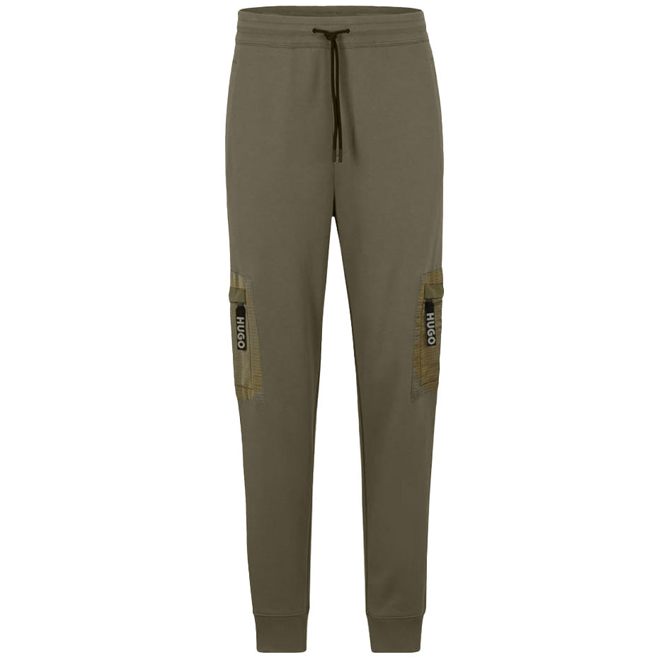 BOSS Cotton-Terry Tracksuit Bottoms With Cargo Pockets Khaki