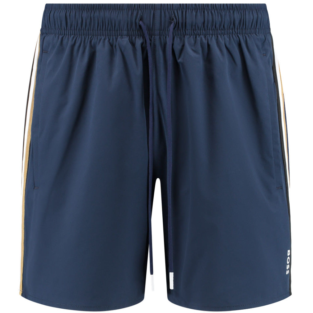 Boss Icon Signature Stripe And Logo Swimshorts - Navy