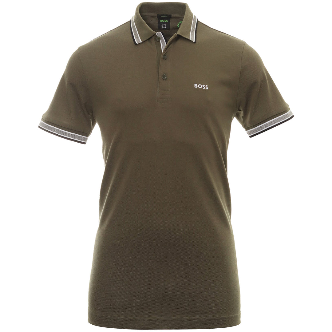Boss Cotton-Piqué Polo Shirt With Contrast Logo - Khaki