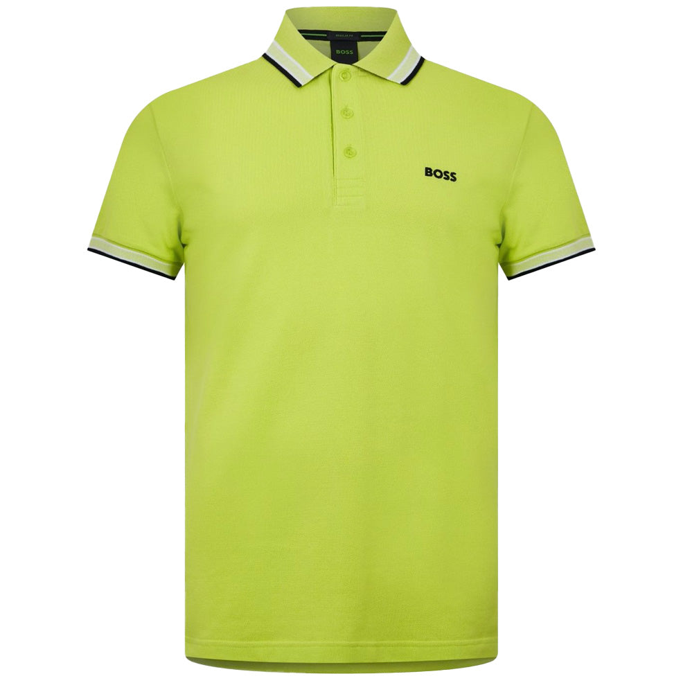 Boss Cotton-Piqué Polo Shirt With Contrast Logo - Lime
