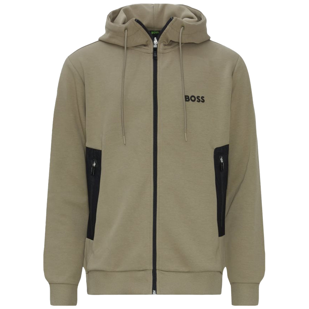 Boss Cotton-Blend Zip-Up Hoodie With 3D-Moulded Logo - Brown