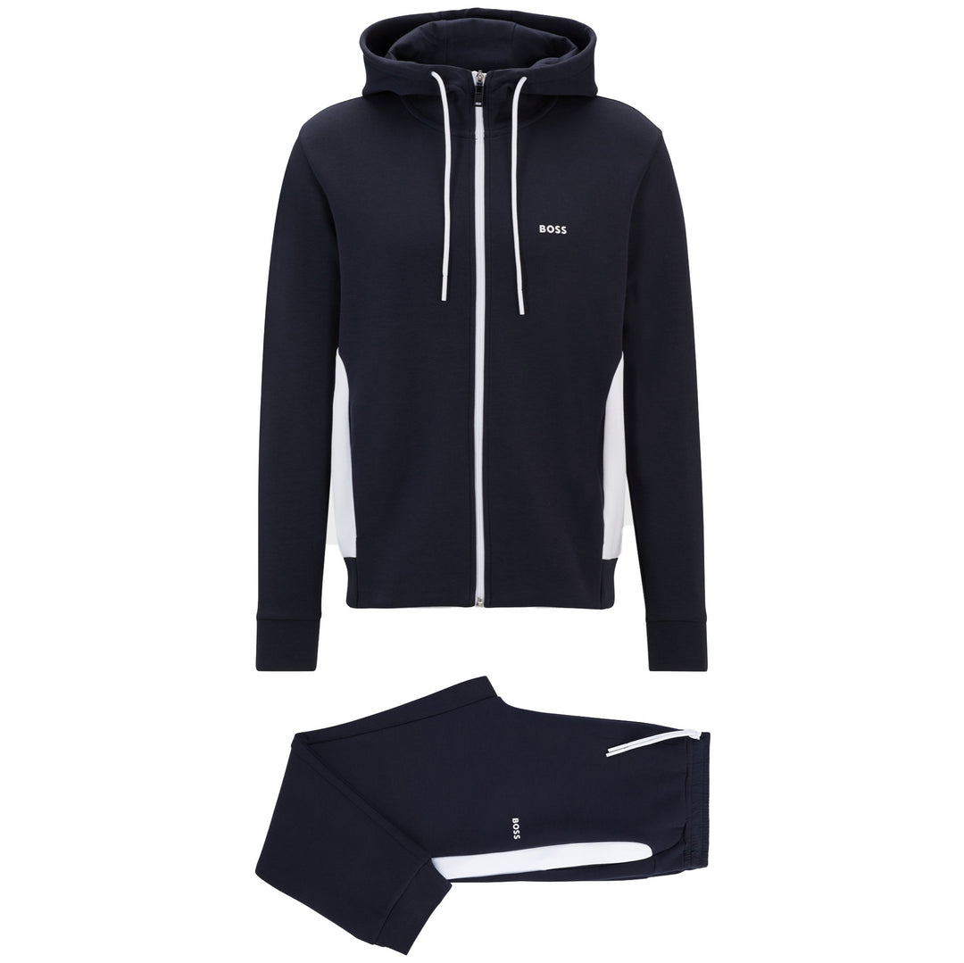 Boss Stretch-Cotton Tracksuit-Set - Navy