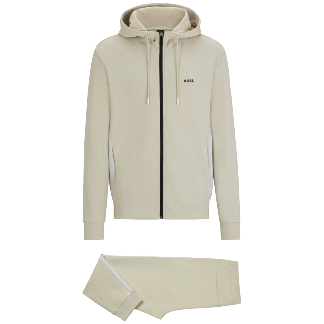 Boss Stretch-Cotton Tracksuit-Set - Beige