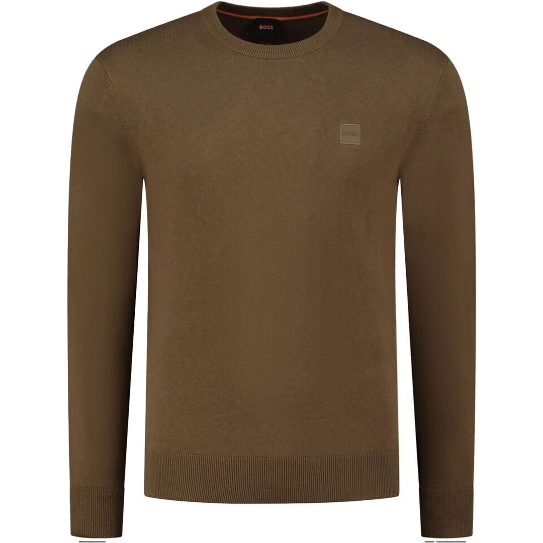 Boss Crew-Neck Sweater In Cotton And Cashmere - KHAKI