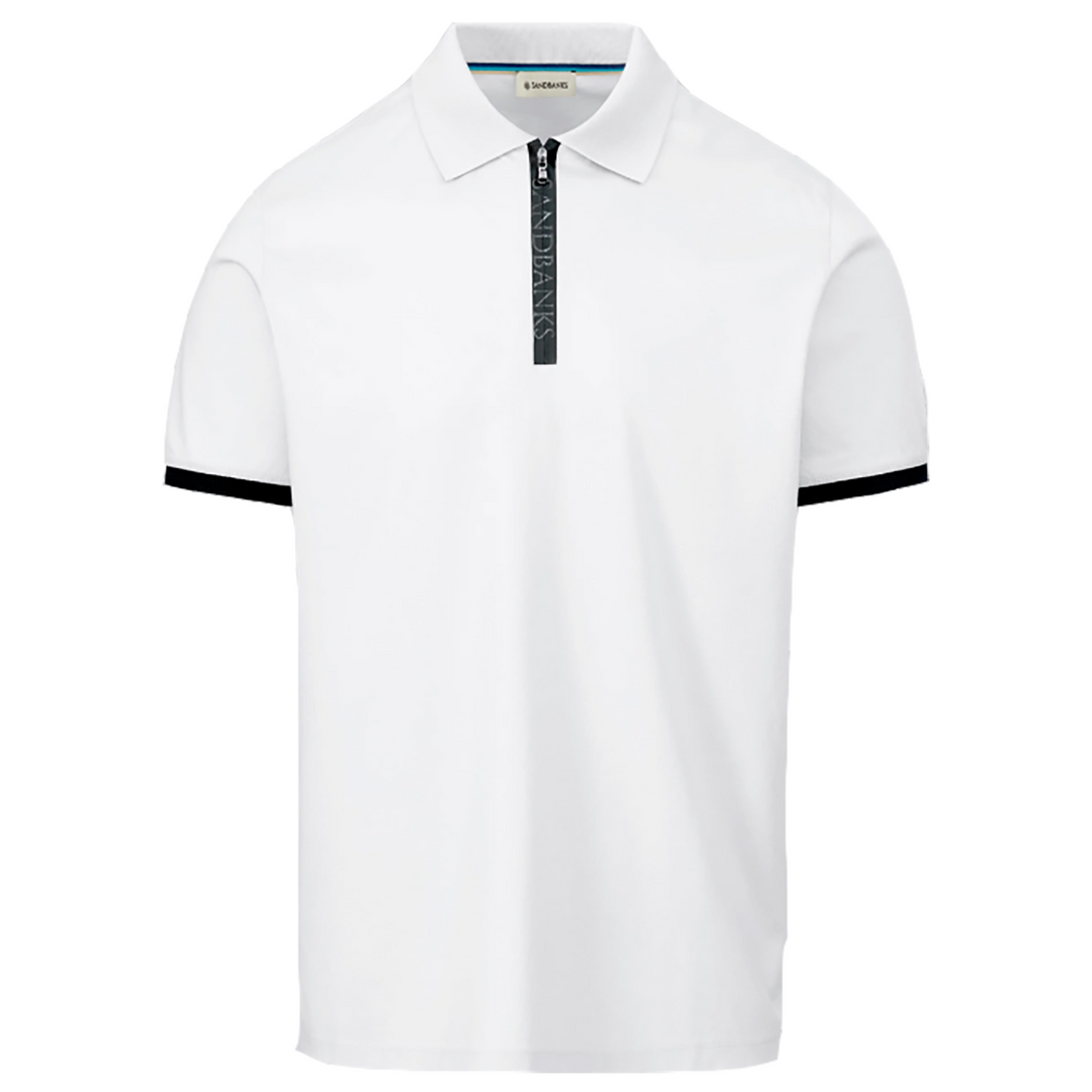 Sandbanks Silicone Zip Polo Shirt - White