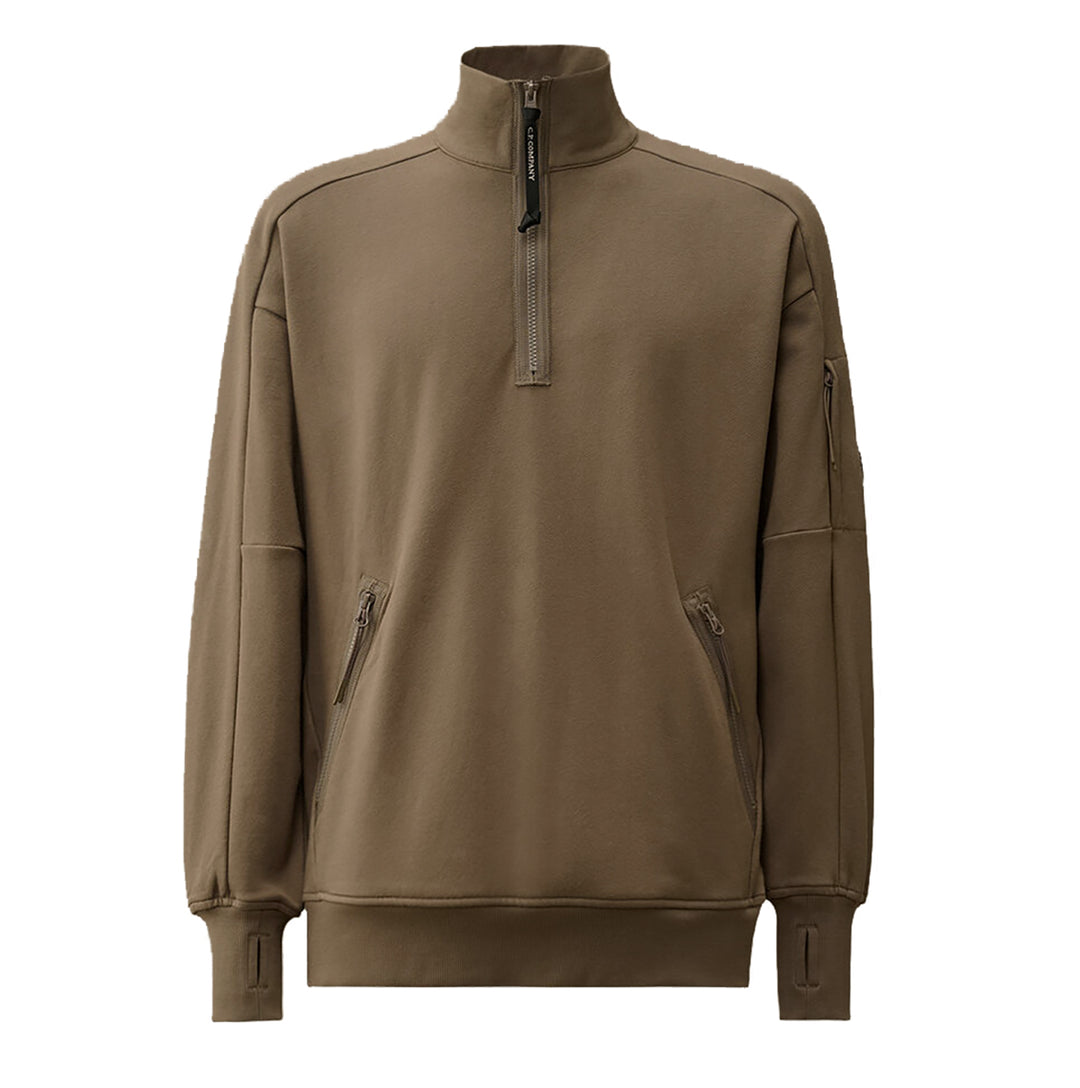 C.P.Company Half Zipped Sweatshirt - Brown