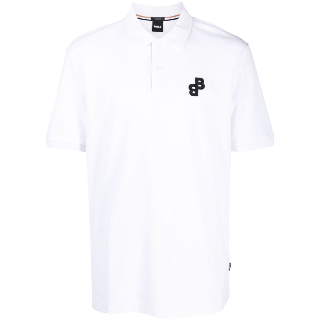 BOSS logo-applique cotton polo white