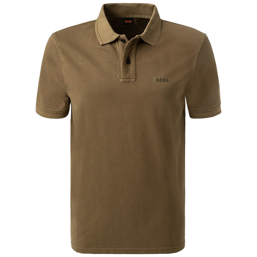 Boss Cotton-Piqué Polo Shirt With Logo Print - Khaki