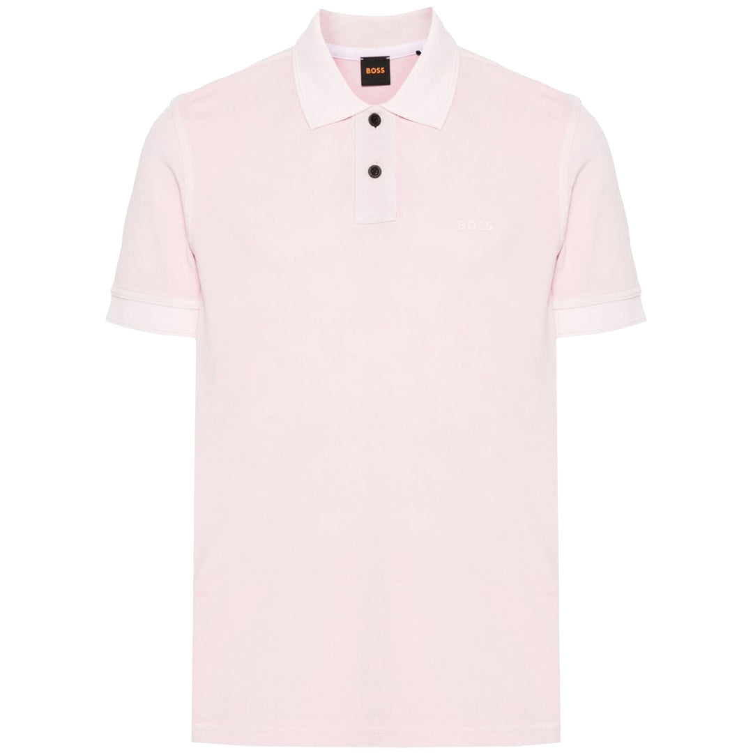 Boss Cotton-Piqué Polo Shirt With Logo Print - Light Pink