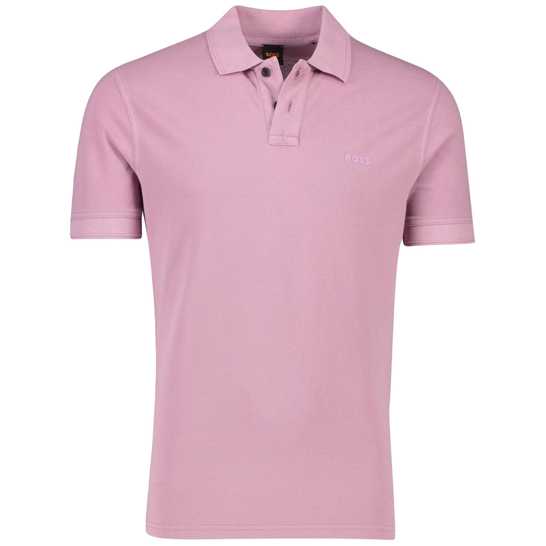 Boss Cotton-Piqué Polo Shirt With Logo Print - Lilac