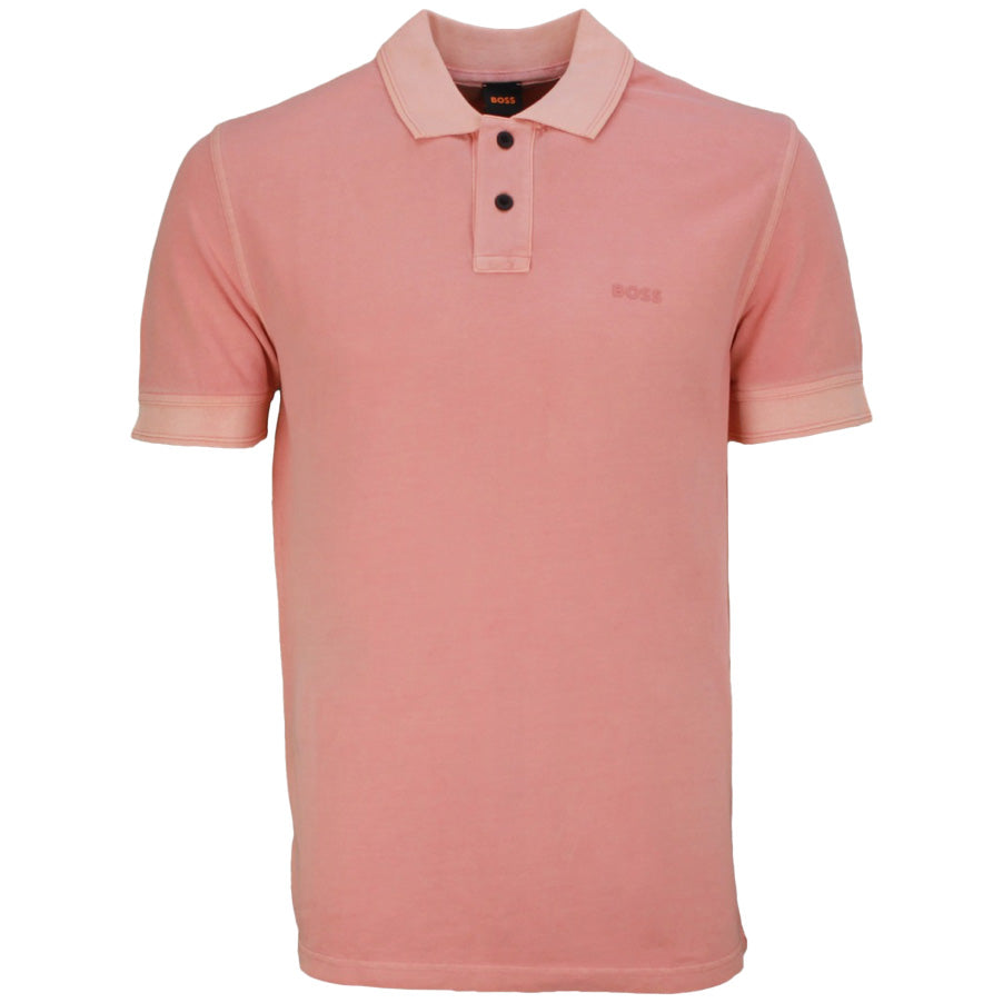 Boss Cotton-Piqué Polo Shirt With Logo Print - Salmon