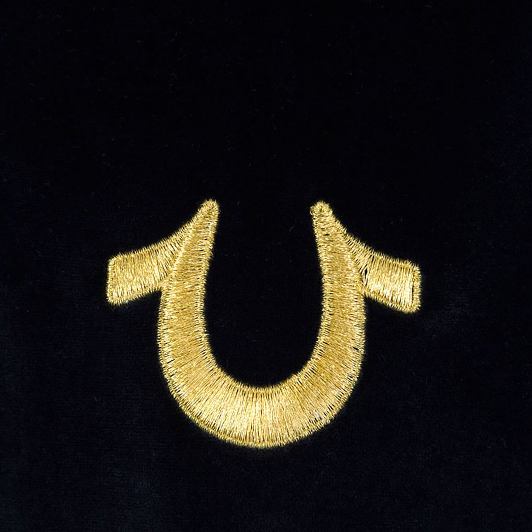 True Religion Golden Logo Velour Hoodie  Navy