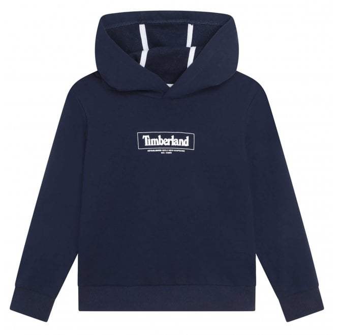 Timberland Kids Logo Print Fleece Hoodie Navy