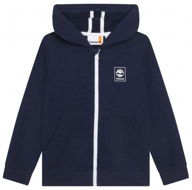 Timberland Kids Square Classic Logo Hoodie Navy