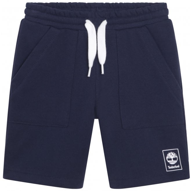 Timberland Kids Logo Print Fleece Shorts Navy