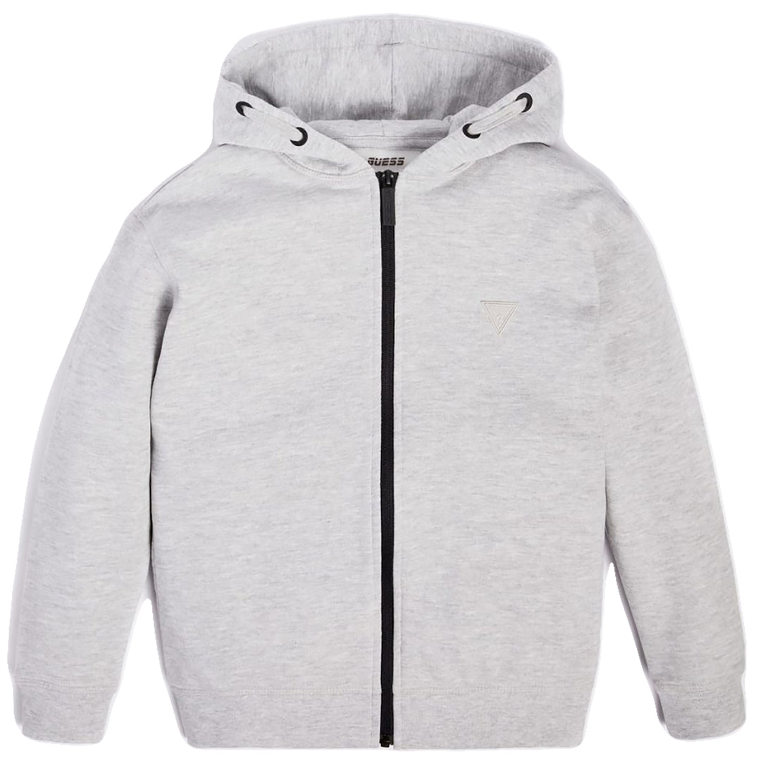 GUESS KIDS-BOYS ZIP-UP LOGO FLEECE HOODIE GREY
