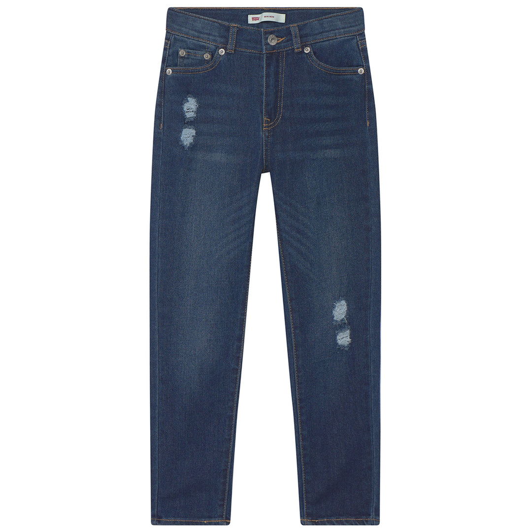 LEVI'S KIDS-GIRLS MINI MOM RIPPED JEANS MID-BLUE WASH