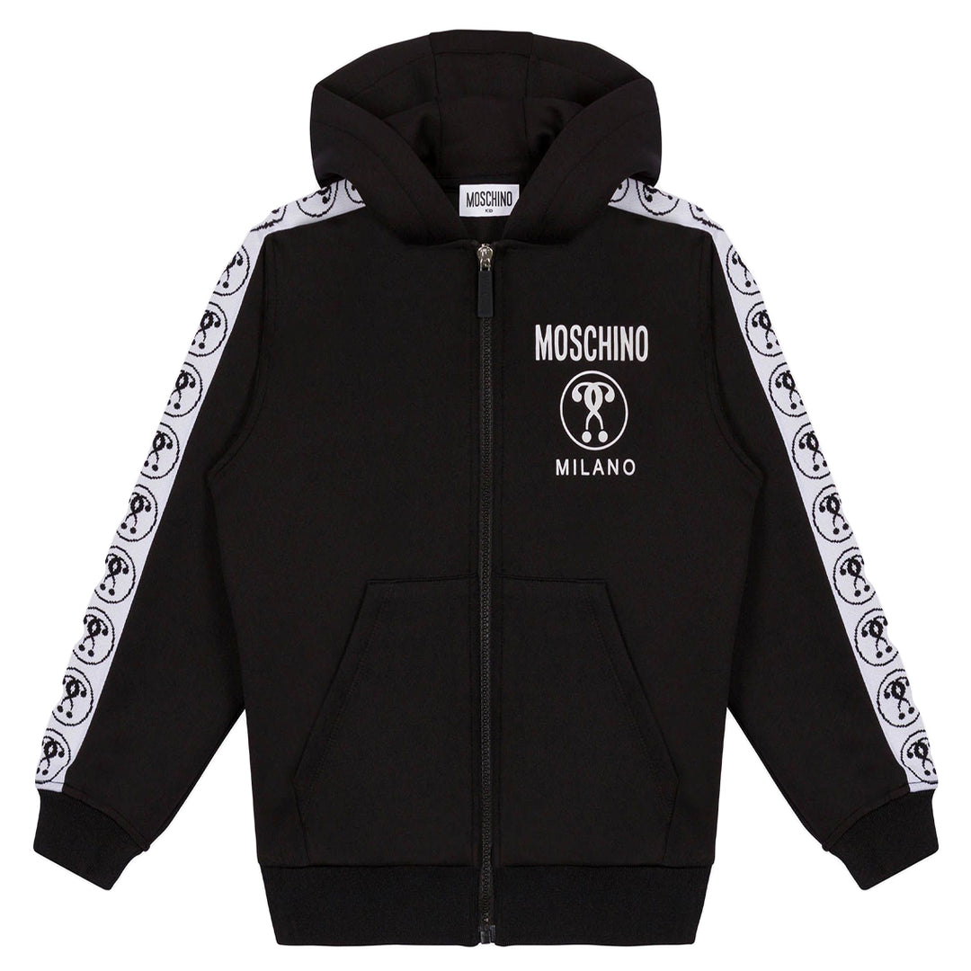MOSCHINO KID-TEEN DOUBLE QUESTION MARK HOODIE BLACK