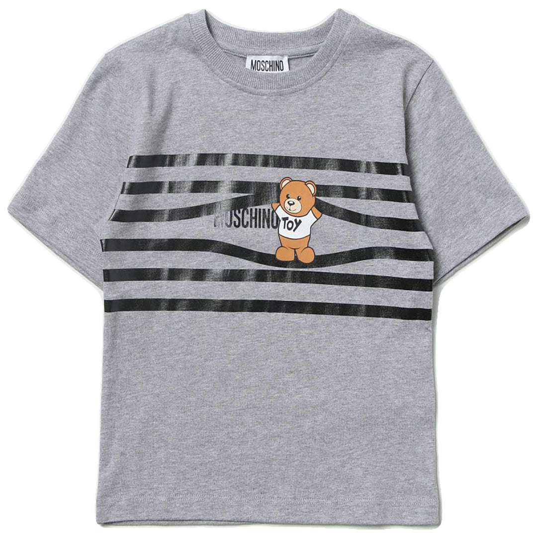 MOSCHINO KID-TEEN BETWEEN THE LINES MAXI T-SHIRT GREY