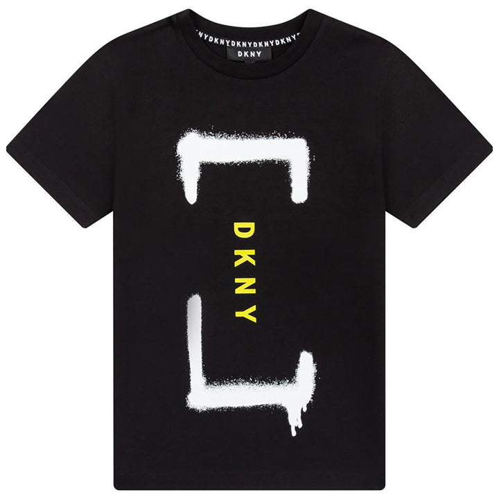 DKNY Kids Paint design Logo T-Shirt Black