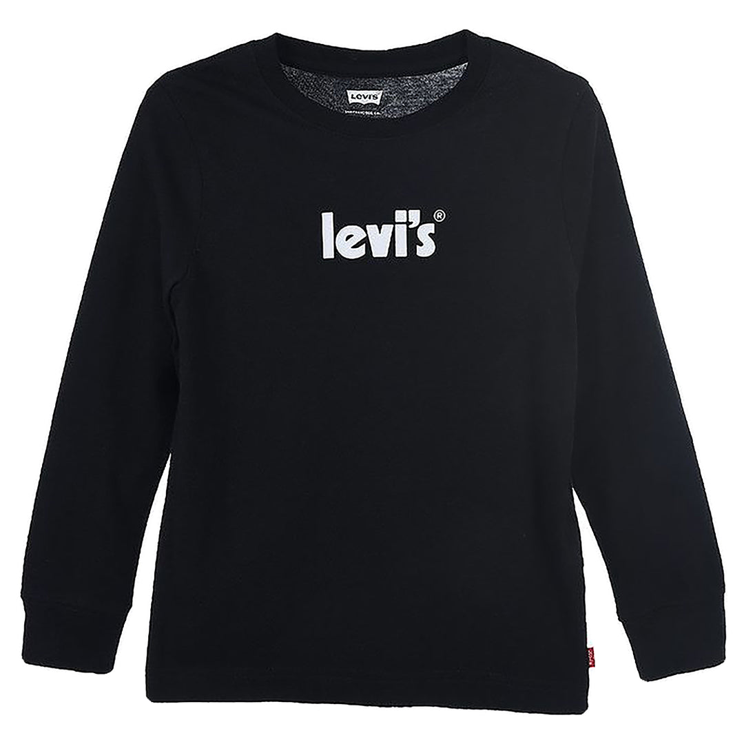 LEVI'S KIDS-BOYS LOGO PRINT LONG SLEEVE T-SHIRT BLACK