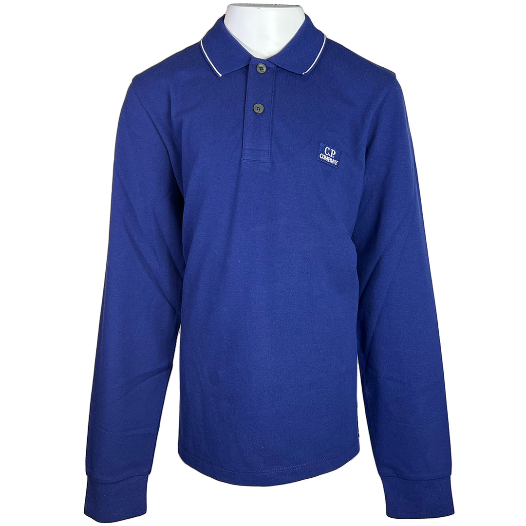 C.P. Company Kids Stretch Piquet Long Sleeve Polo Shirt Blue