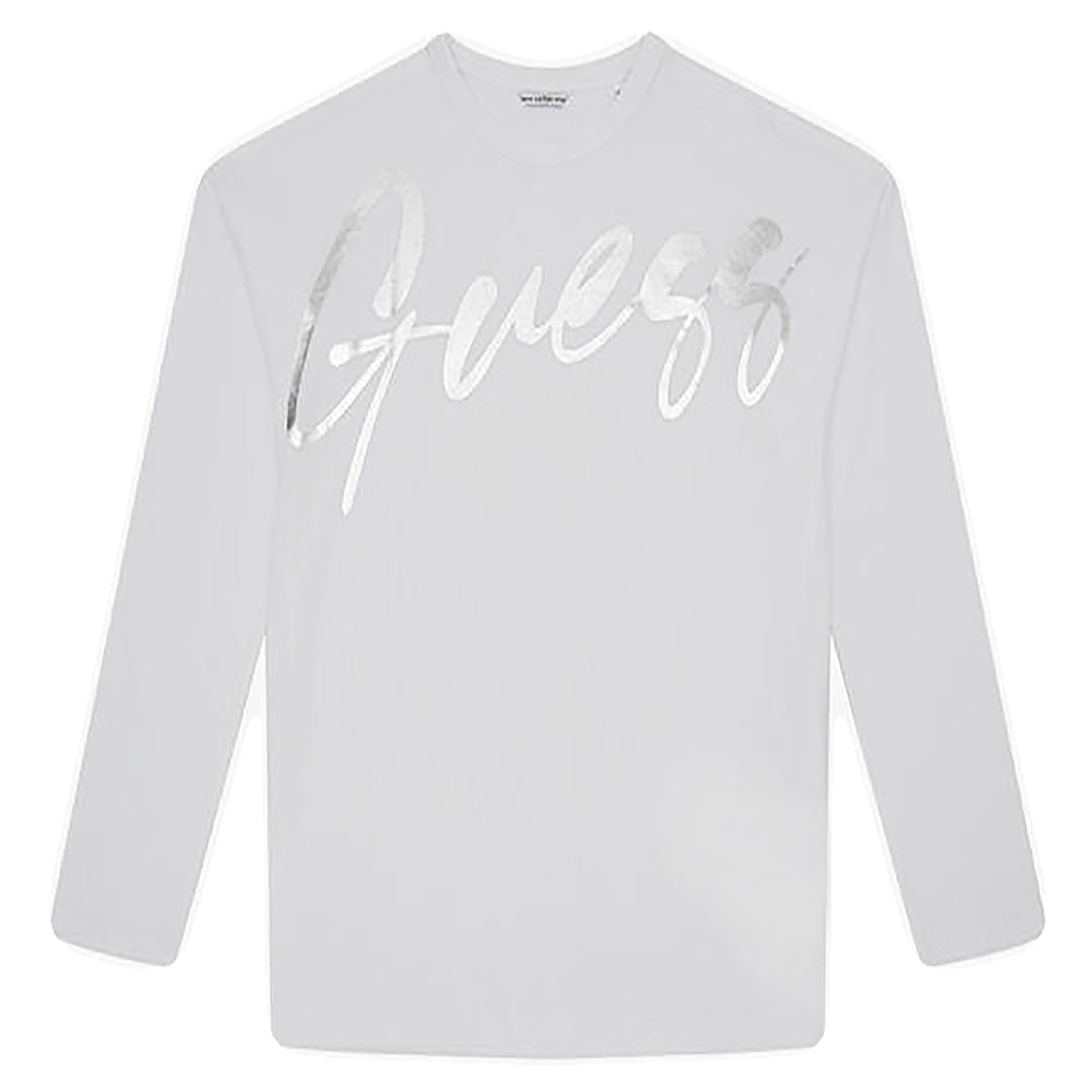 GUESS KIDS-GIRLS FOIL LOGO LONG SLEEVES T-SHIRT WHITE