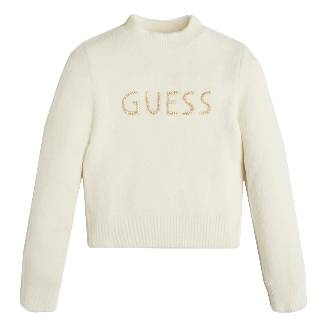 GUESS KIDS-GIRLS FRONT LOGO SWEATER CREAM
