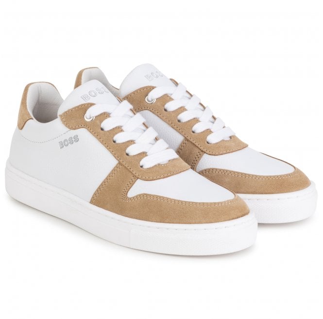 Hugo Boss Kids Leather Trainers White