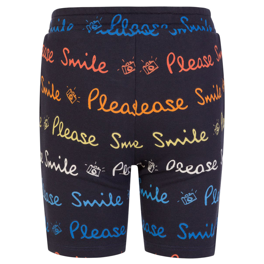 Paul Smith Kids-Boys Please Smile All Over Print Shorts Navy
