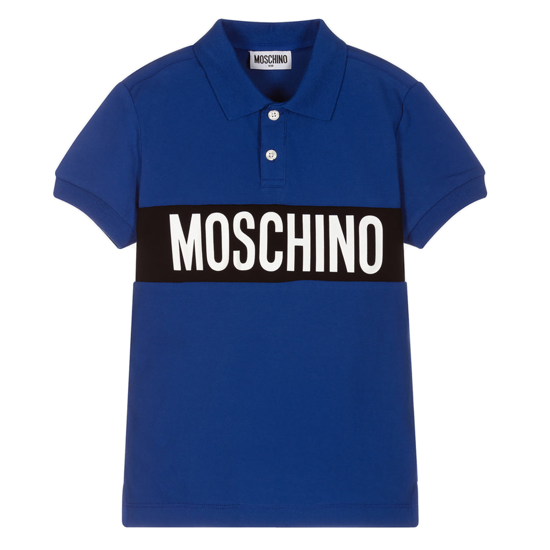Moschino Kid-Teen Logo Print Polo Blue