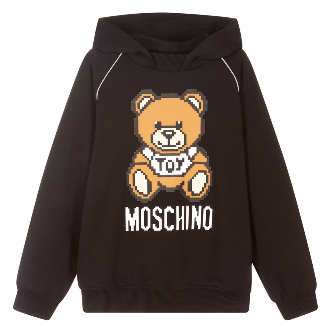 Moschino Kid-Teen Pixelated Teddy Bear Hoodie Black