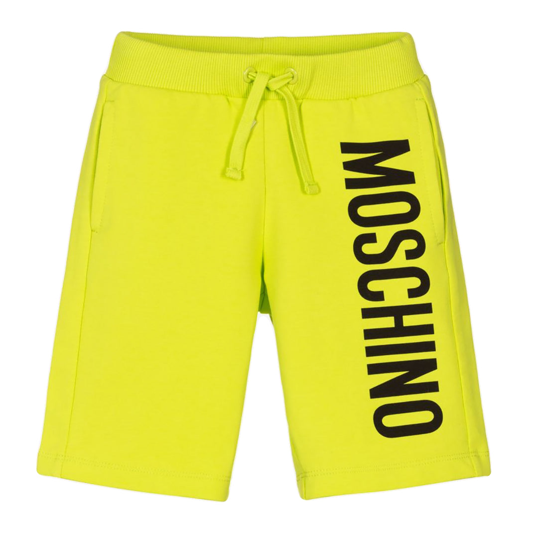 Moschino Kid-Teen Logo Print Fleece Shorts Lime