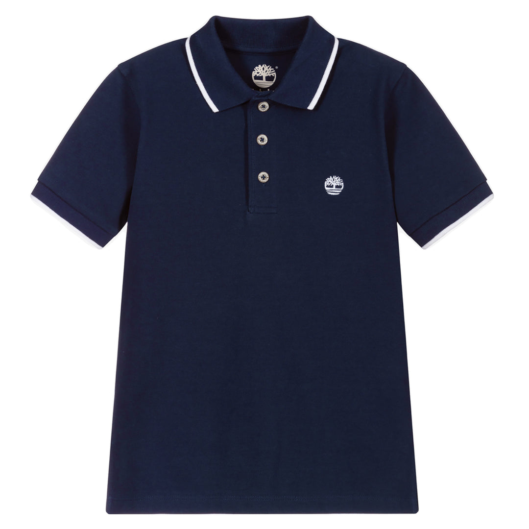 Timberland Kids Classic Logo Print Polo Navy
