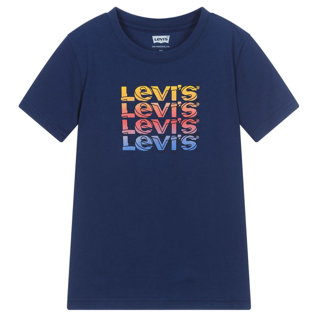 LEVI'S KIDS-BOYS LOGO PRINT T-SHIRT NAVY