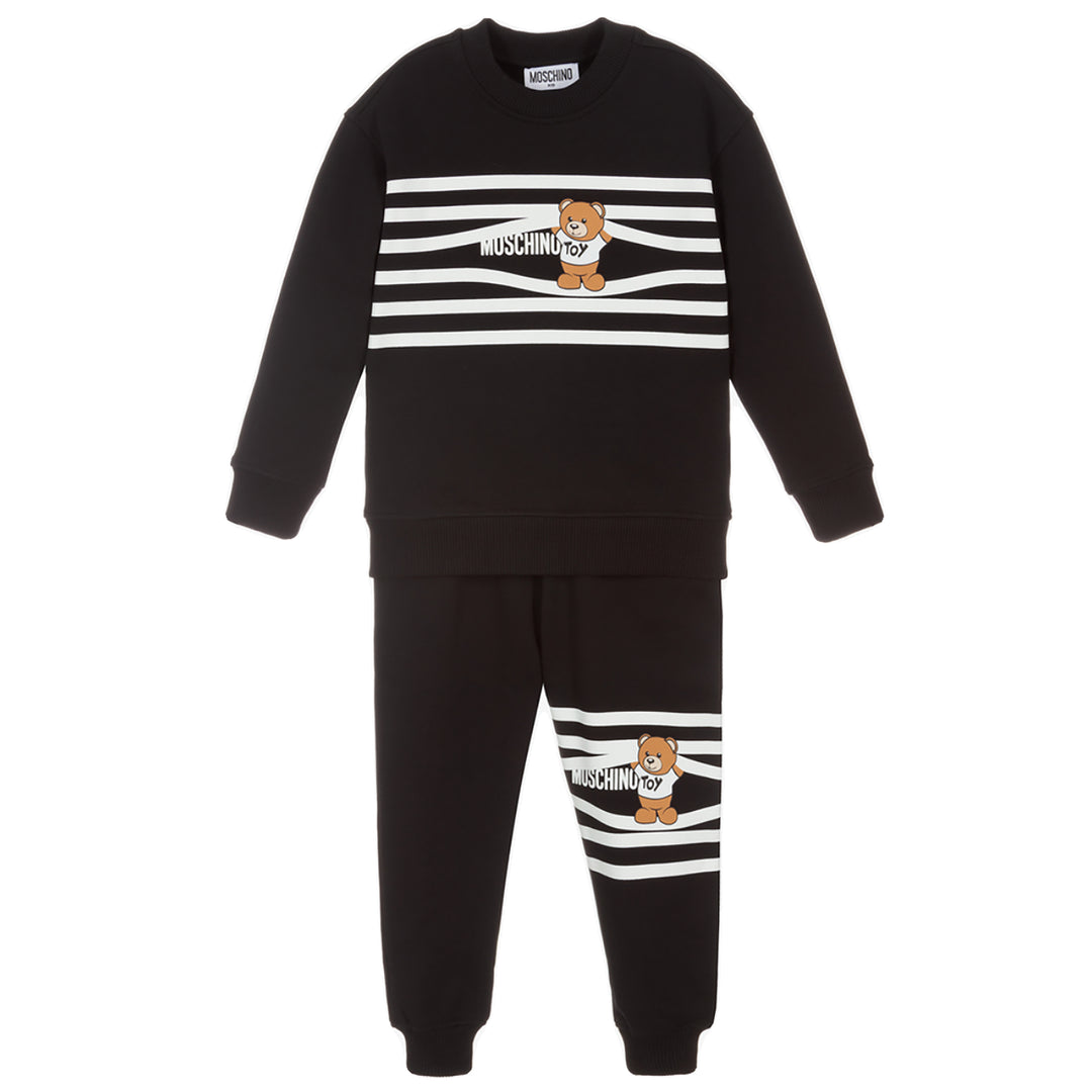MOSCHINO KID-TEEN BETWEEN THE LINES MAXI TRACKSUIT BLACK