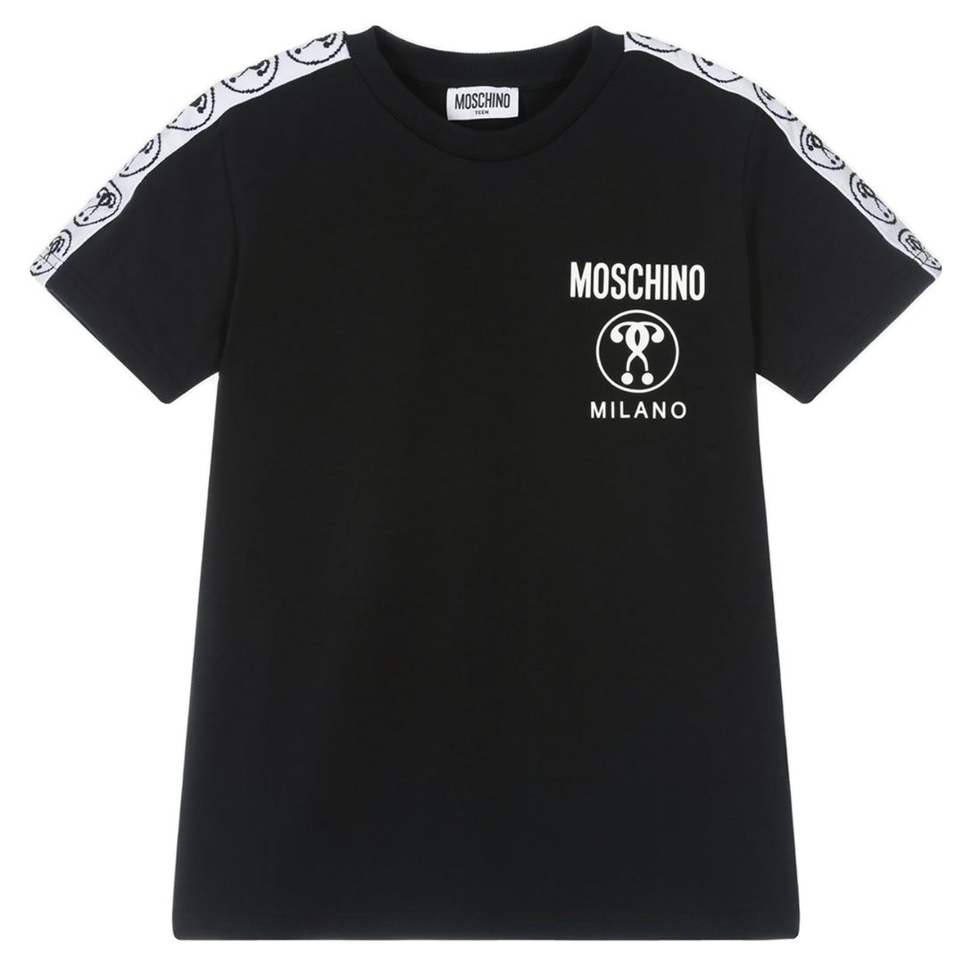 MOSCHINO KID-TEEN DOUBLE QUESTION MARK T-SHIRT BLACK
