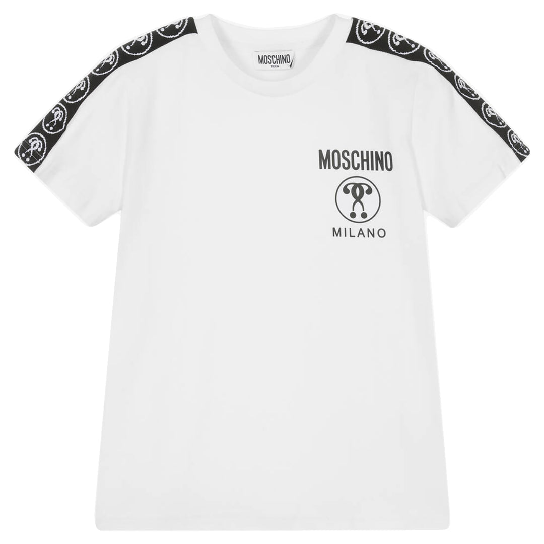 MOSCHINO KID-TEEN DOUBLE QUESTION MARK T-SHIRT WHITE